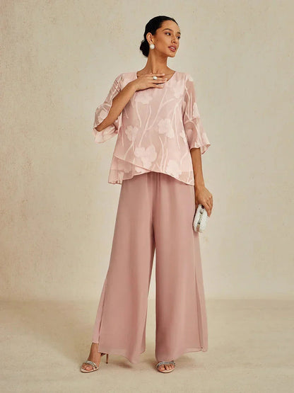 Sonia | Pantaloni a Gamba Dritta con Inserto in Chiffon