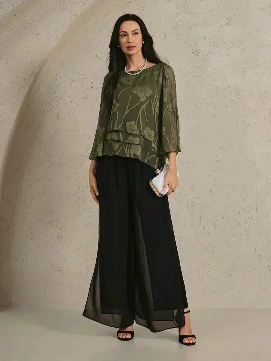 Marzia | Blusa a Strati con Motivo Floreale in Chiffon