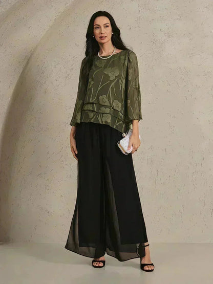 Marzia | Blusa a Strati con Motivo Floreale in Chiffon