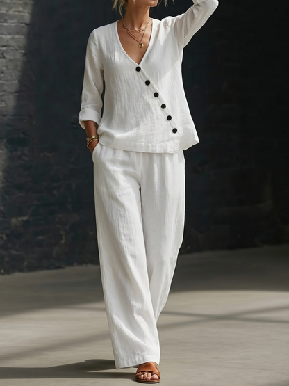 Silvana | Completo Camicia Ampia e Pantaloni a Gamba Larga