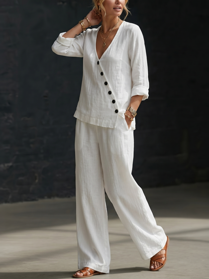 Silvana | Completo Camicia Ampia e Pantaloni a Gamba Larga