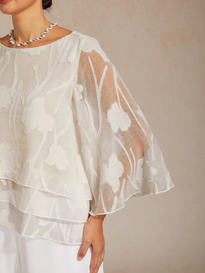 Marzia | Blusa a Strati con Motivo Floreale in Chiffon
