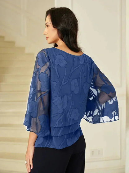 Marzia | Blusa a Strati con Motivo Floreale in Chiffon