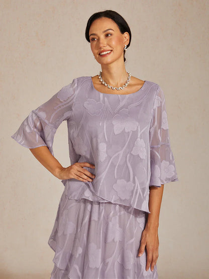 Livia | Camicetta Elegante in Chiffon con Orlo Asimmetrico