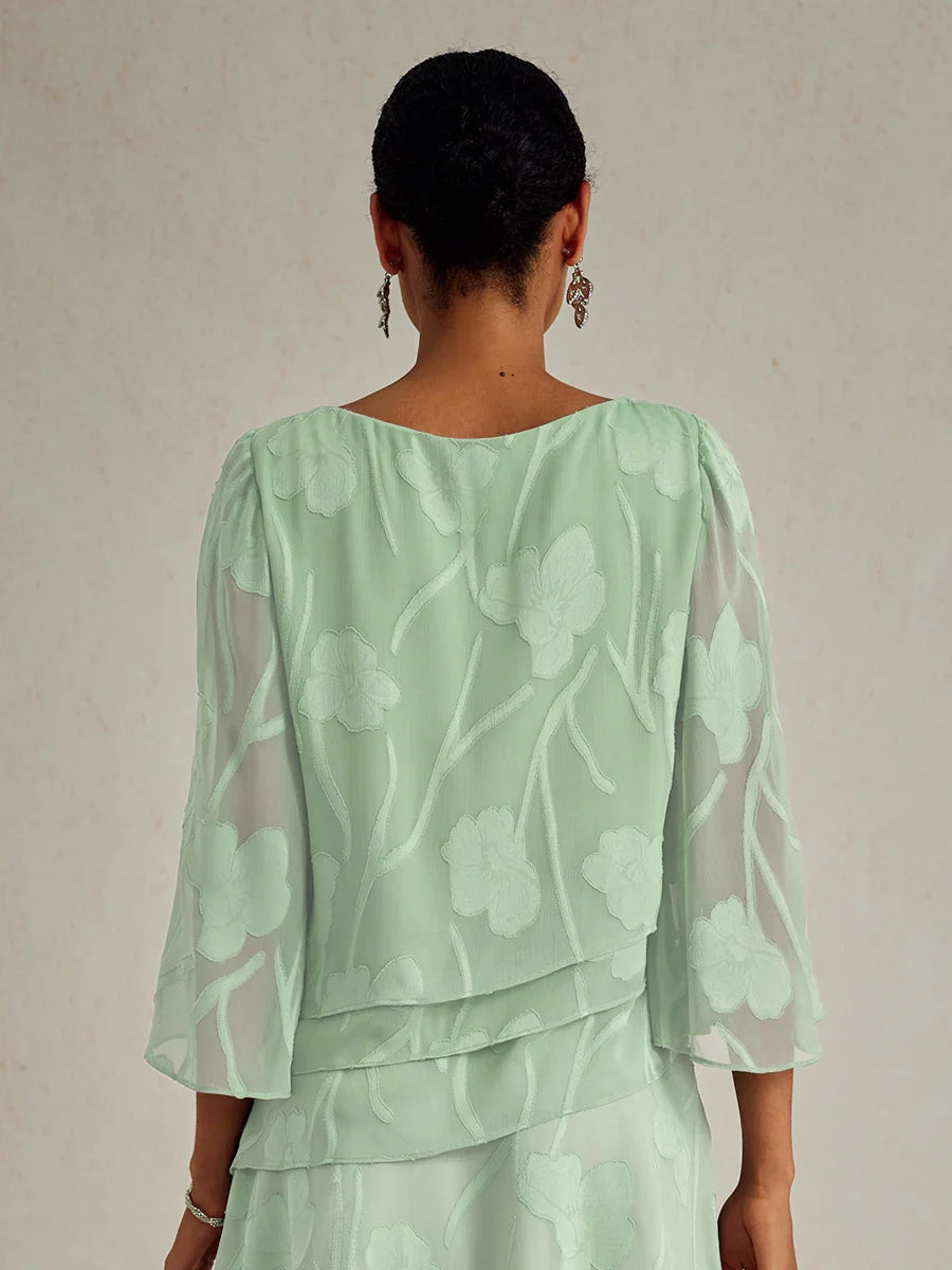 Marzia | Blusa a Strati con Motivo Floreale in Chiffon