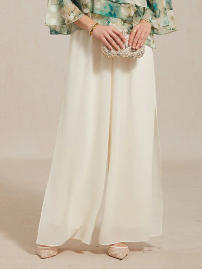Sonia | Pantaloni a Gamba Dritta con Inserto in Chiffon