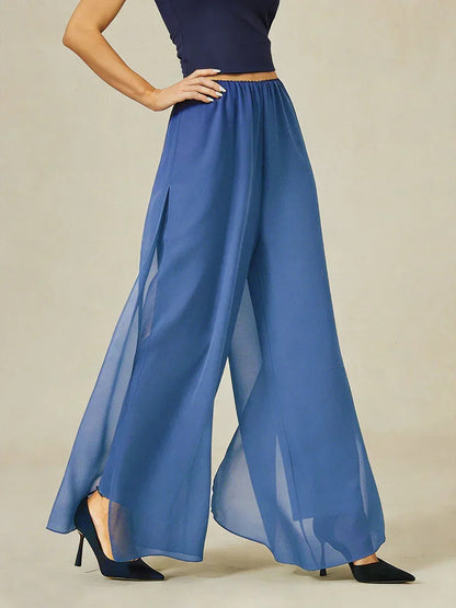 Sonia | Pantaloni a Gamba Dritta con Inserto in Chiffon