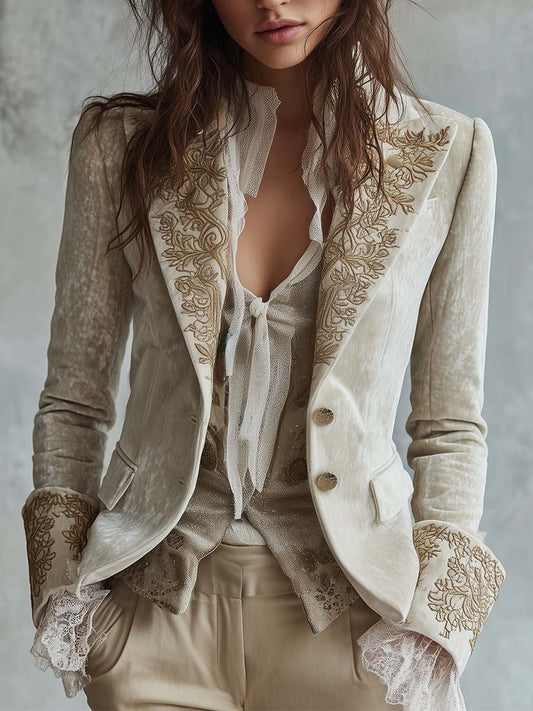 Costanza | Blazer Avorio Ricamato Tailleur