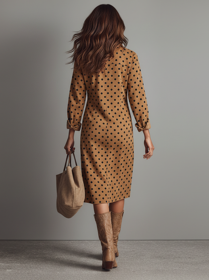 Palmira | Abito Midi Camicia Effetto Suede a Pois
