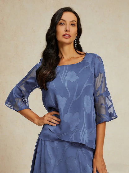 Livia | Camicetta Elegante in Chiffon con Orlo Asimmetrico