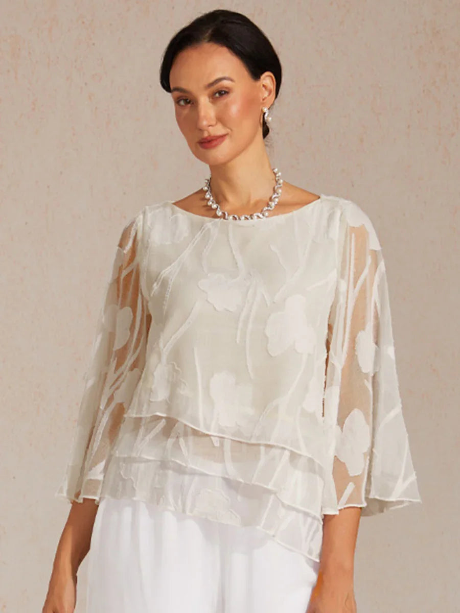 Marzia | Blusa a Strati con Motivo Floreale in Chiffon