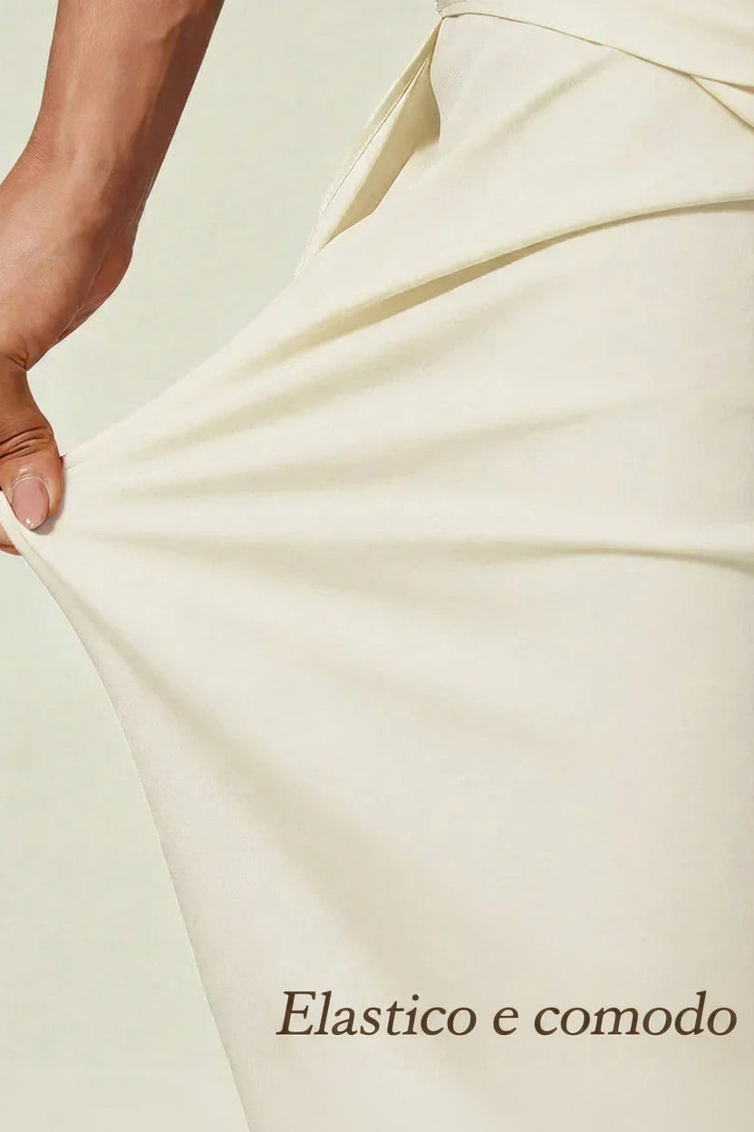 Sonia | Pantaloni a Gamba Dritta con Inserto in Chiffon