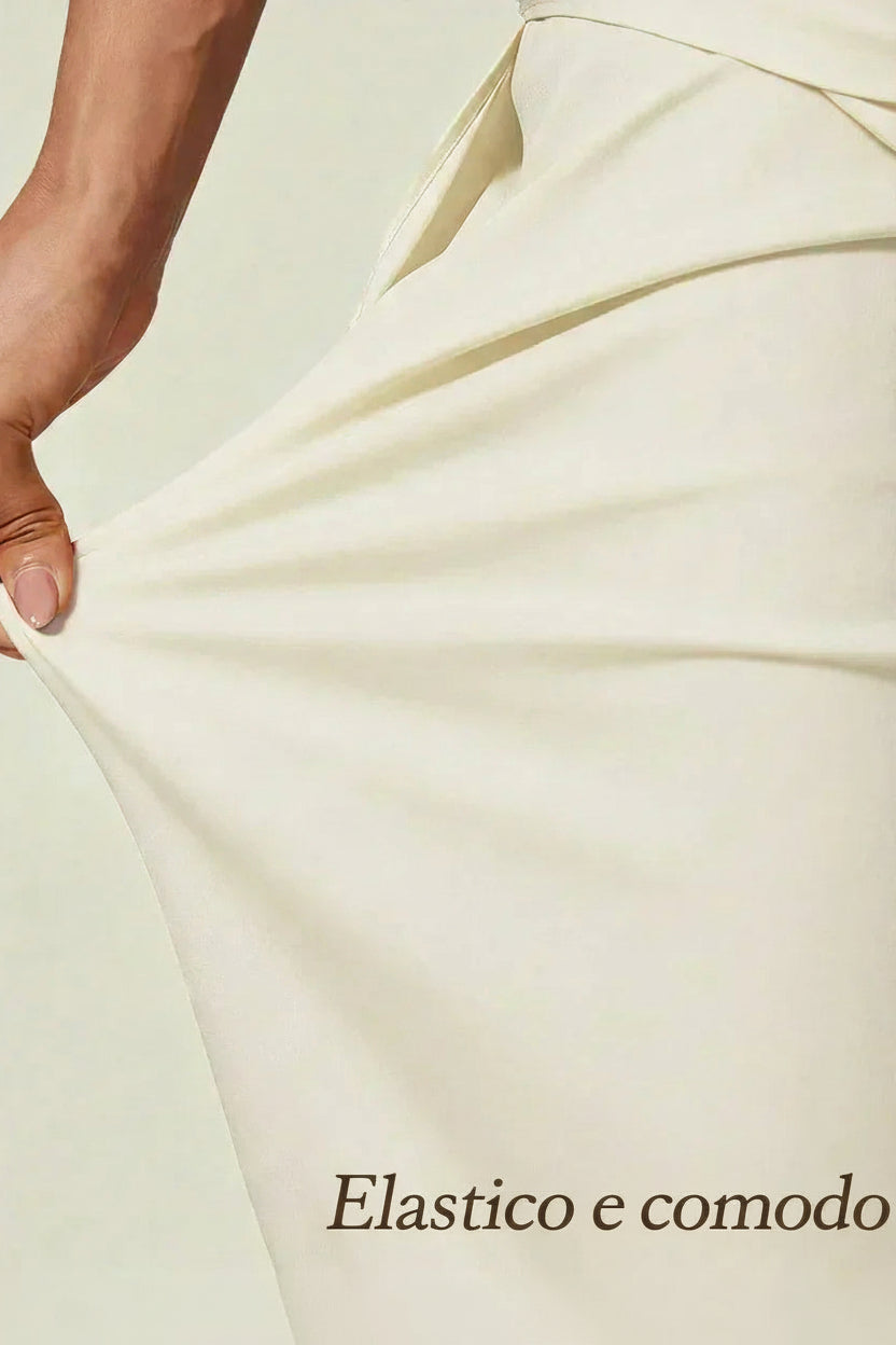 Tiziana | Pantaloni a Gamba Dritta con Inserto in Chiffon