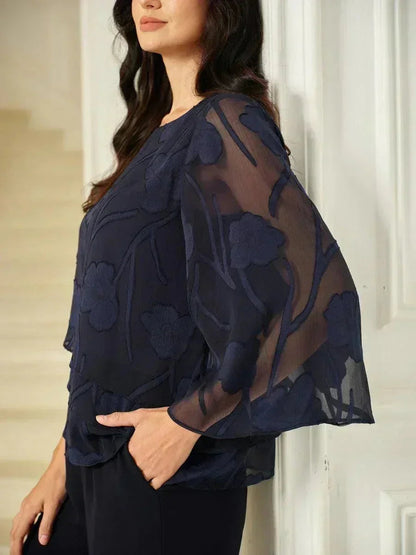 Marzia | Blusa a Strati con Motivo Floreale in Chiffon