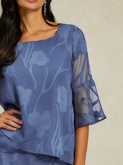 Livia | Camicetta Elegante in Chiffon con Orlo Asimmetrico