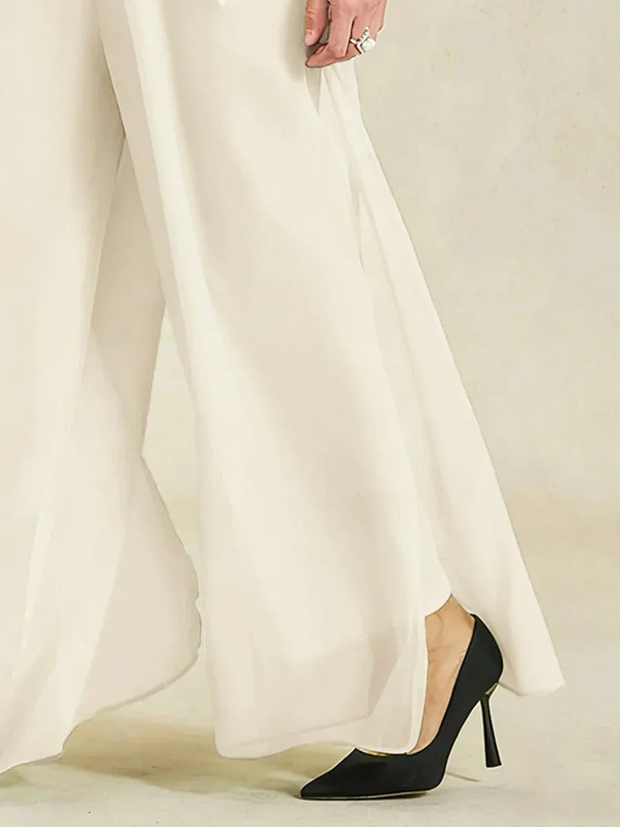 Sonia | Pantaloni a Gamba Dritta con Inserto in Chiffon