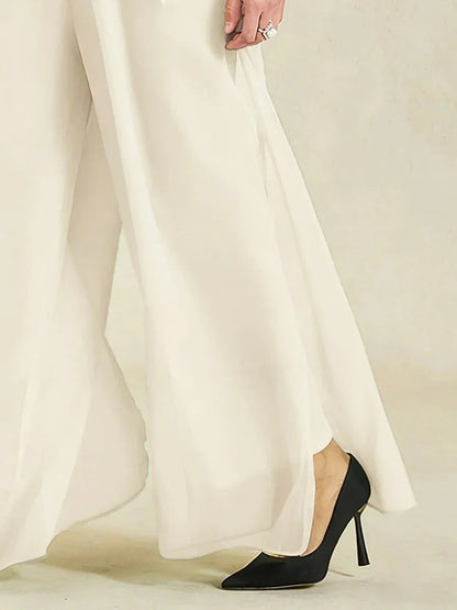 Sonia | Pantaloni a Gamba Dritta con Inserto in Chiffon