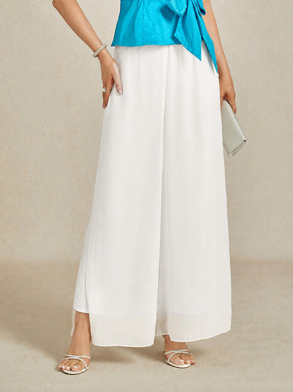 Sonia | Pantaloni a Gamba Dritta con Inserto in Chiffon