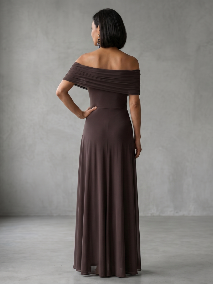 Gioia | Abito Midi con Spalle Scoperte e Drappeggi