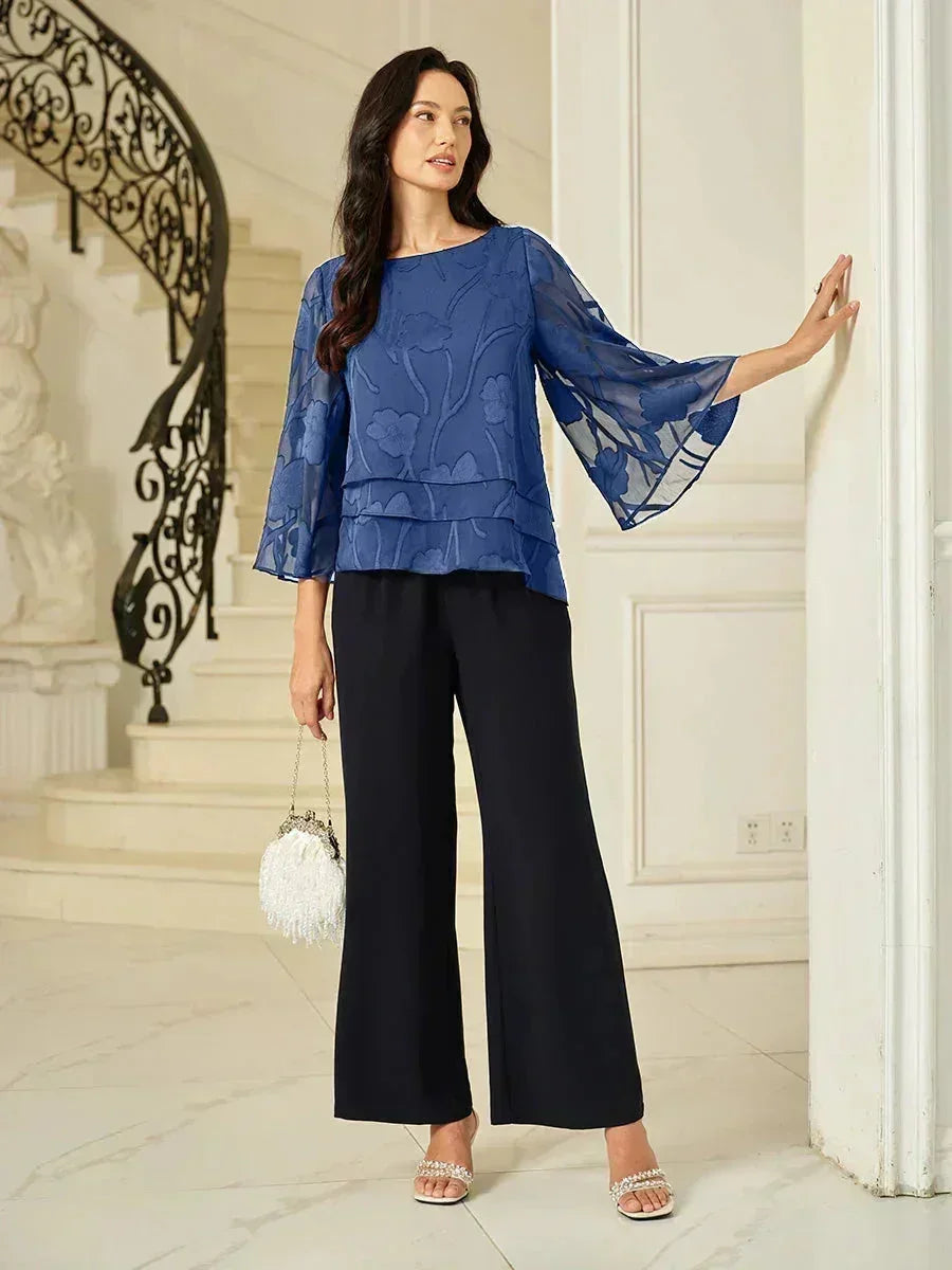 Marzia | Blusa a Strati con Motivo Floreale in Chiffon