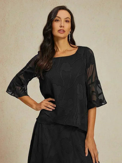 Livia | Camicetta Elegante in Chiffon con Orlo Asimmetrico