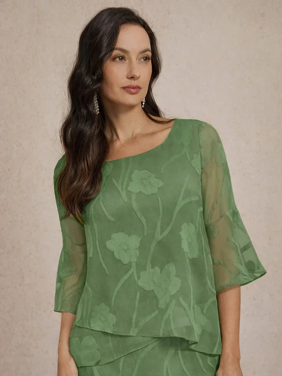 Livia | Camicetta Elegante in Chiffon con Orlo Asimmetrico