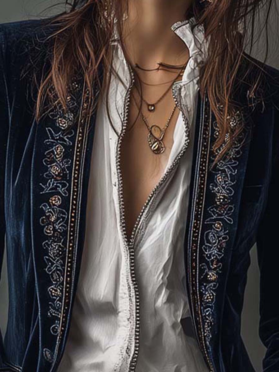 Ambra | Blazzer Lungo Vintage Blu Marino