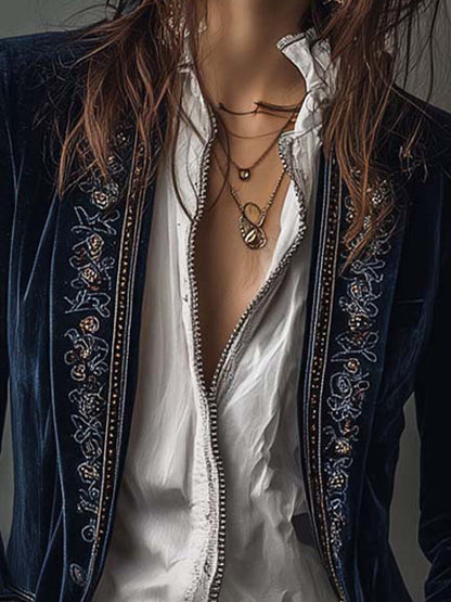 Ambra | Blazzer Lungo Vintage Blu Marino