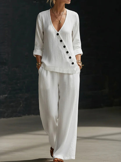 Silvana | Completo Camicia Ampia e Pantaloni a Gamba Larga