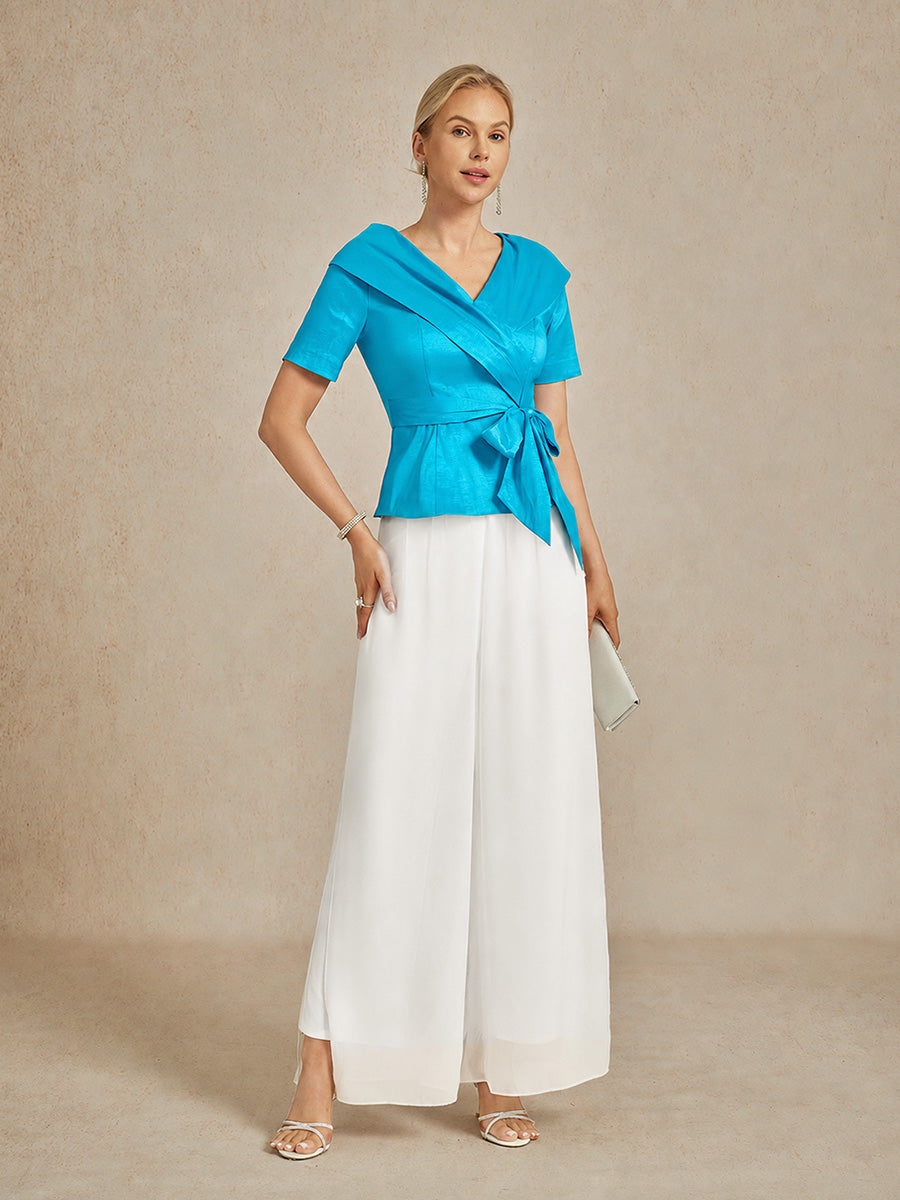 Tiziana | Pantaloni a Gamba Dritta con Inserto in Chiffon