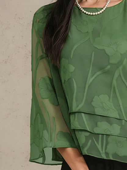 Marzia | Blusa a Strati con Motivo Floreale in Chiffon