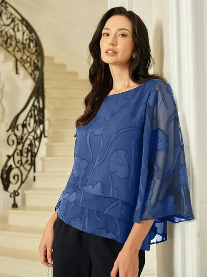 Marzia | Blusa a Strati con Motivo Floreale in Chiffon
