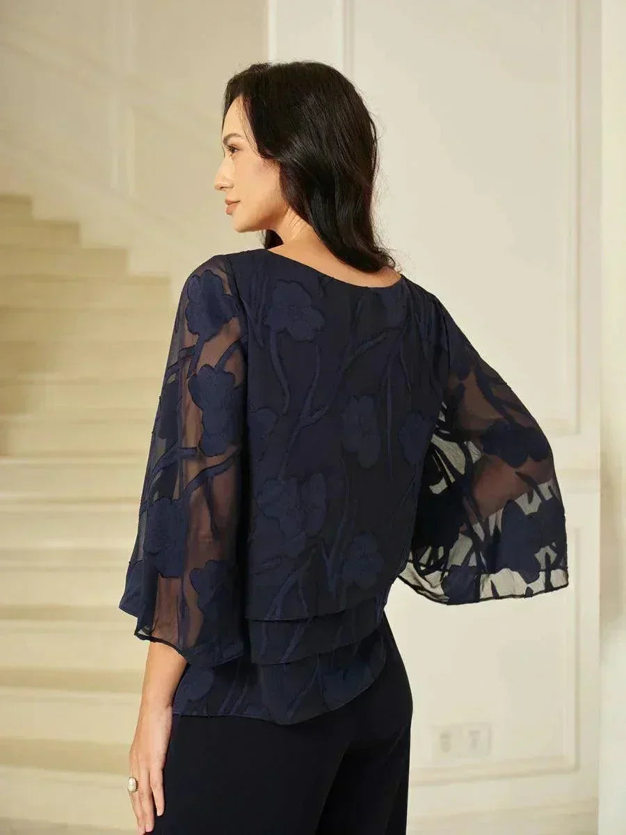 Marzia | Blusa a Strati con Motivo Floreale in Chiffon