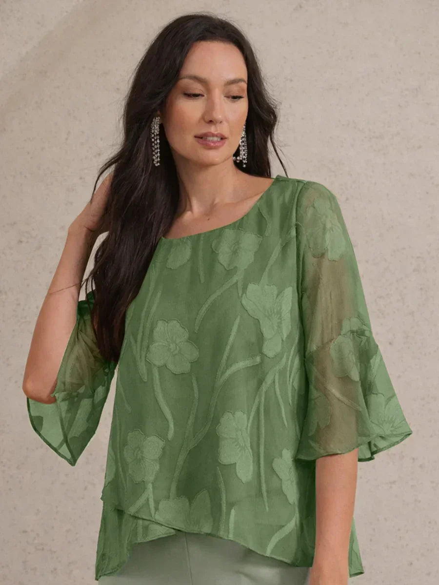 Livia | Camicetta Elegante in Chiffon con Orlo Asimmetrico