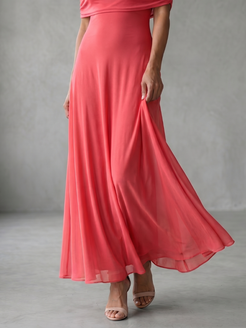 Gioia | Abito Midi con Spalle Scoperte e Drappeggi