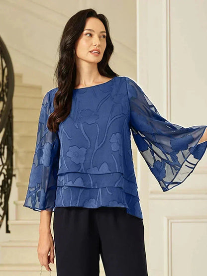 Marzia | Blusa a Strati con Motivo Floreale in Chiffon