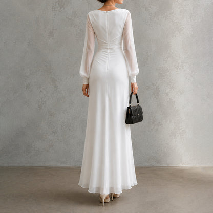 Ilaria | Abito Maxi Elegante a Collo Drappeggiato