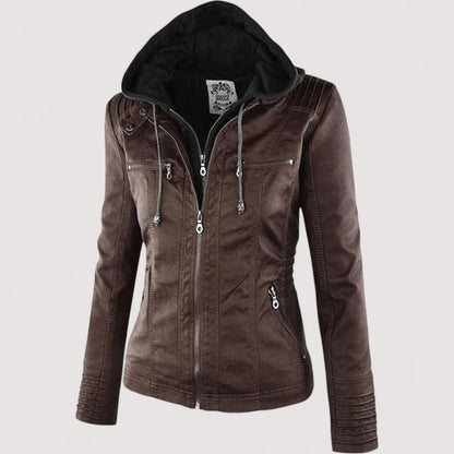Laurina – Giacca Biker Aderente con Cappuccio