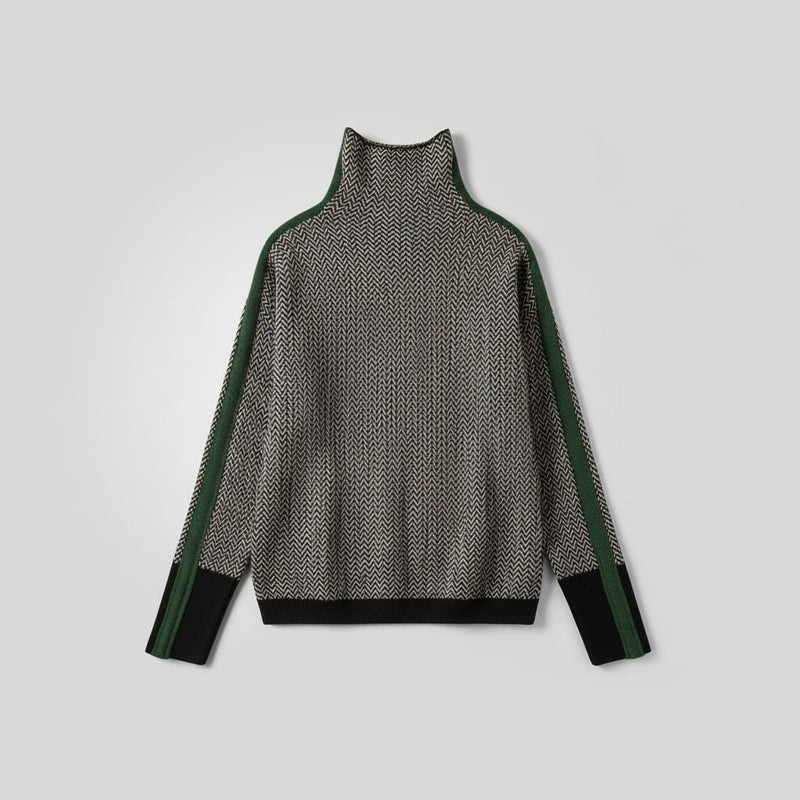 Maglione Collo Alto a Righe Elegante
