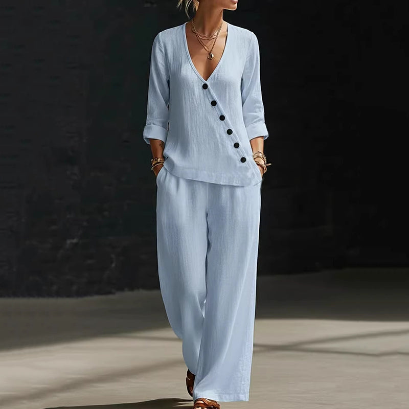 Silvana | Completo Camicia Ampia e Pantaloni a Gamba Larga