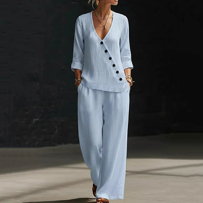 Silvana | Completo Camicia Ampia e Pantaloni a Gamba Larga
