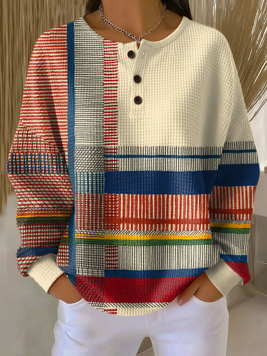 Silvia | Maglione con Righe e Blocchi di Colore