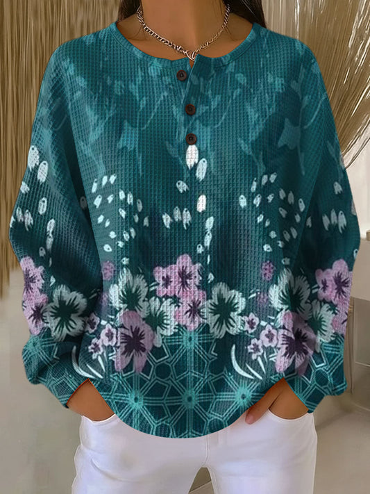 Patrizia | Maglione Turchese con Fiori