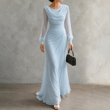 Ilaria | Abito Maxi Elegante a Collo Drappeggiato