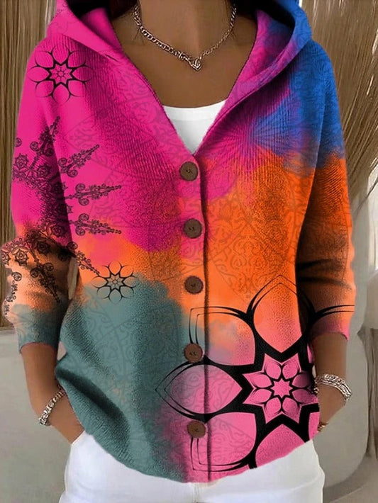 Palma | Giacca in Maglia Stampata con Cappuccio
