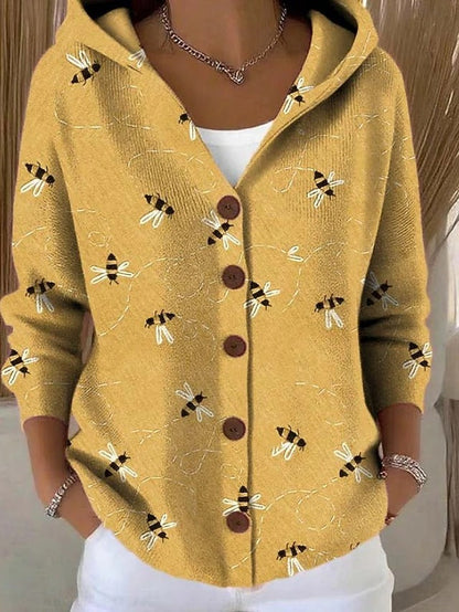 Palma | Giacca in Maglia Stampata con Cappuccio