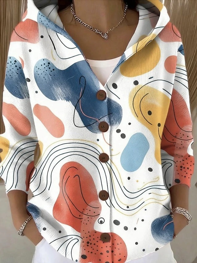 Palma | Giacca in Maglia Stampata con Cappuccio