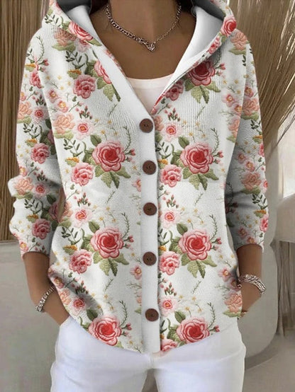 Palma | Giacca in Maglia Stampata con Cappuccio