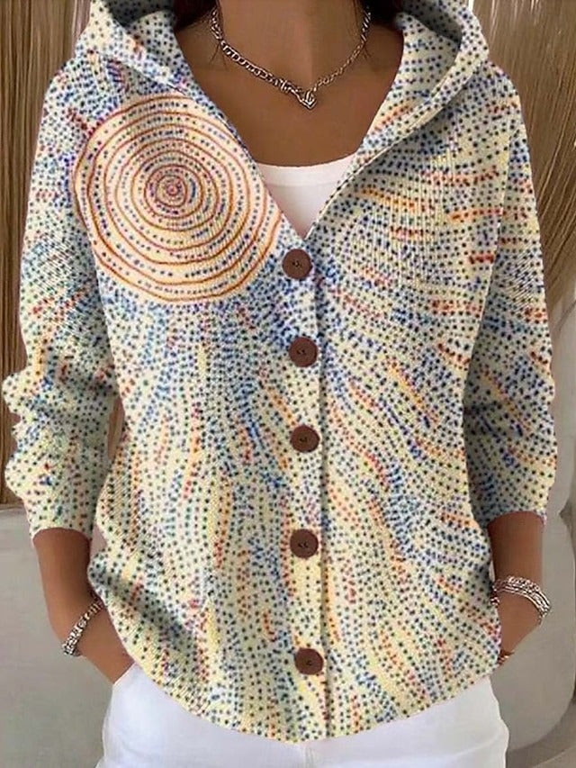 Palma | Giacca in Maglia Stampata con Cappuccio