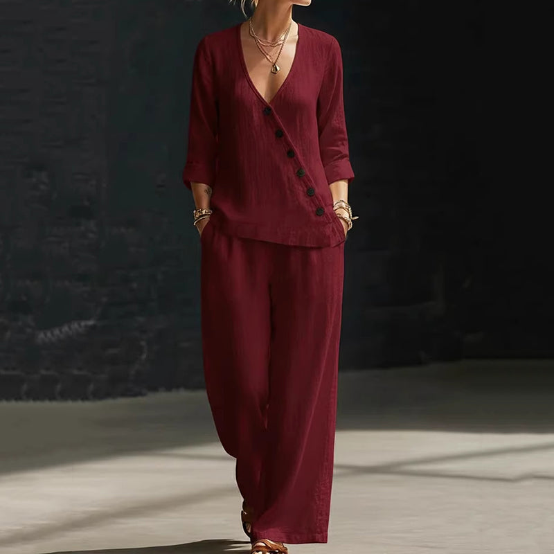 Silvana | Completo Camicia Ampia e Pantaloni a Gamba Larga